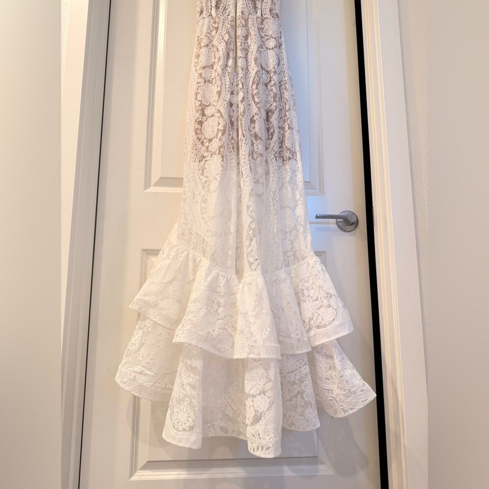NWOT BRONX ADN BANCO Sicilia Ruffle LACE White wedding bridal dress - Picture 15 of 16
